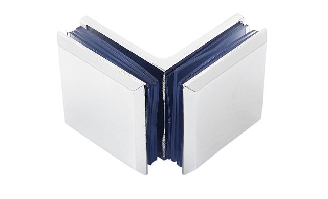 Коннектор для душевой кабины стекло-стекло 90° 45х45 мм цинк-хром полированный t735 PZn 