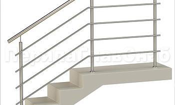 Четыре ригеля на сварке, круглый поручень и круглые стойки для крыльца в Алматы. Готовые проекты ПерилаГлавСнаб