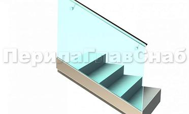 Ограждение с поручнем на выносе в зажимном профиле на лестнице купить в Алматы