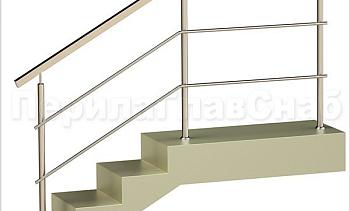 Два ригеля на сварке, квадратный поручень и круглые стойки в Алматы. Готовые проекты ПерилаГлавСнаб