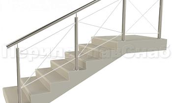 Ограждения из нержавейки. Заполнение из тросиков (нестандартная конфигурация) для крыльца в Алматы. Готовые проекты ПерилаГлавСнаб