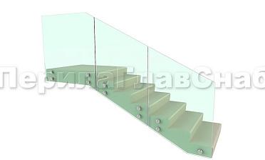 Ограждение для лестницы на несущем стекле с точечным креплением в торец для крыльца купить в Алматы