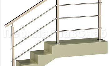 Три ригеля на держателях, квадратные поручень и стойки в Алматы. Готовые проекты ПерилаГлавСнаб