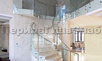 Стеклянные ограждения винтовой лестницы и баллюстрады в Алматы. Готовые проекты ПерилаГлавСнаб