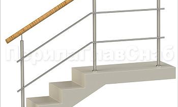 Два ригеля на сварке, круглый пластиковый поручень и круглые стойки в Алматы. Готовые проекты ПерилаГлавСнаб