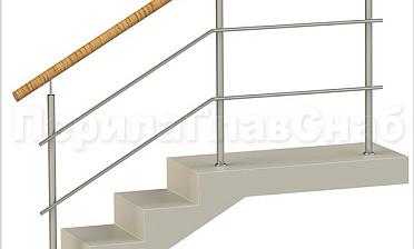 Два ригеля на сварке, круглый пластиковый поручень и круглые стойки купить в Алматы