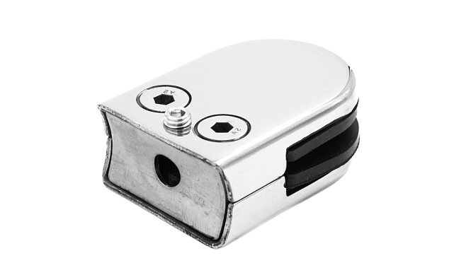 Стеклодержатель штампованный под стекло 8мм (4+4 мм), под стойку Ø38.1 мм 40х22х54, полированный (AISI 304) k538-2 Стеклодержатель штампованный под стекло 8мм (4+4 мм), под стойку Ø38.1 мм 40х22х54, полированный (AISI 304) k538-2