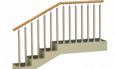 Ограждения с двумя стойками в каждую ступень с пластиковым поручнем и без ригелей купить в Алматы