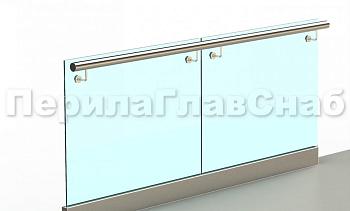 Ограждение с поручнем на выносе в зажимном профиле в Алматы. Готовые проекты ПерилаГлавСнаб