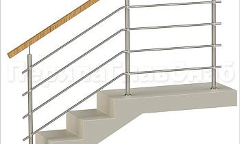 Четыре ригеля на держателях, квадратный деревянный поручень и круглые стойки в Алматы. Готовые проекты ПерилаГлавСнаб Четыре ригеля на держателях, квадратный деревянный поручень и круглые стойки в Алматы. Готовые проекты ПерилаГлавСнаб