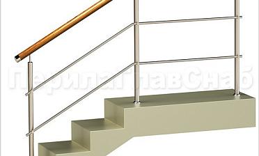 Два ригеля на держателях, круглый деревянный поручень и круглые стойки купить в Алматы