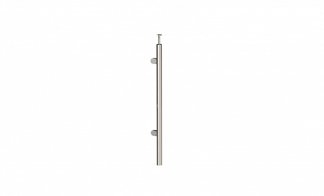 Стойка круглая Ø38.1: 2 литых зажимных стеклодержателя, полированная, с одноанкерым крепежом, высота 950 мм (AISI 304) k736-R Стойка круглая Ø38.1: 2 литых зажимных стеклодержателя, полированная, с одноанкерым крепежом, высота 950 мм (AISI 304) k736-R