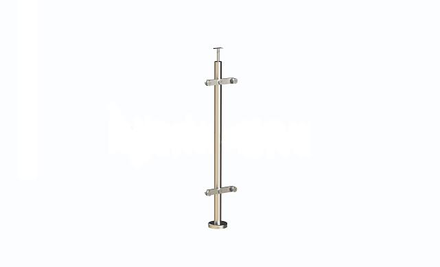 Стойка круглая  Ø38.1: 2 пластинчатых стеклодержателя, полированная, высота 950 мм (AISI 304) k729 Стойка круглая  Ø38.1: 2 пластинчатых стеклодержателя, полированная, высота 950 мм (AISI 304) k729