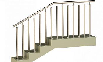 Ограждения с двумя стойками в каждую ступень без ригелей в Алматы. Готовые проекты ПерилаГлавСнаб