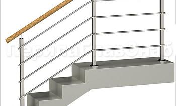 Четыре ригеля на держателях, круглый пластиковый поручень и квадратные стойки в Алматы. Готовые проекты ПерилаГлавСнаб Четыре ригеля на держателях, круглый пластиковый поручень и квадратные стойки в Алматы. Готовые проекты ПерилаГлавСнаб