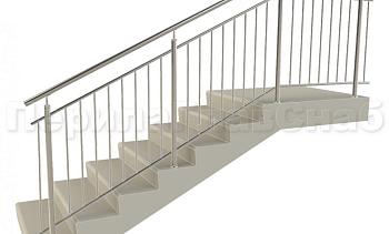 Нержавеющие ограждения с вертикальным заполнением 'частокол' - вариант №3 в Алматы. Готовые проекты ПерилаГлавСнаб