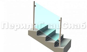 Ограждения лестницы без поручня с зажимными стеклодержателями и стойками купить в Алматы