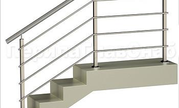 Четыре ригеля на сварке, круглый поручень и квадратные стойки в Алматы. Готовые проекты ПерилаГлавСнаб