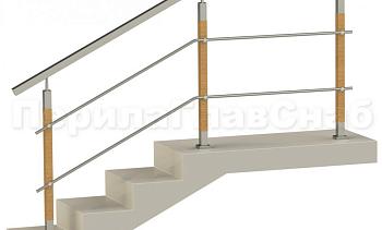 Два ригеля на держателях, квадратный поручень и квадратные деревянные стойки в Алматы. Готовые проекты ПерилаГлавСнаб Два ригеля на держателях, квадратный поручень и квадратные деревянные стойки в Алматы. Готовые проекты ПерилаГлавСнаб