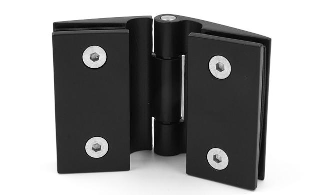 Петля для душевой кабины стекло-стекло 180°, без реза, нержавеющая сталь AISI 304, черная t313 BL 2