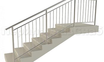 Нержавеющие ограждения для школ и детских садов с вертикальным заполнением “Частокол” - вариант №1 для крыльца в Алматы. Готовые проекты ПерилаГлавСнаб