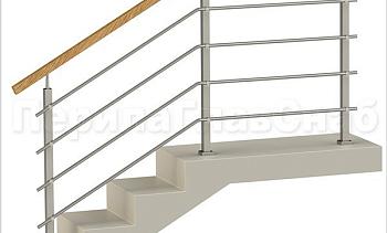 Четыре ригеля на держателях, квадратный деревянный поручень и квадратные стойки в Алматы. Готовые проекты ПерилаГлавСнаб Четыре ригеля на держателях, квадратный деревянный поручень и квадратные стойки в Алматы. Готовые проекты ПерилаГлавСнаб