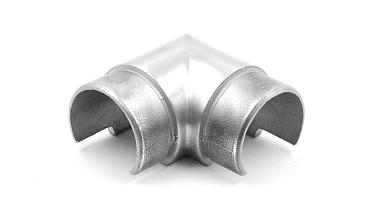 Отвод поручня с пазом Ø48.3мм, 90°, с двумя установочными кольцами, шлифованный 320Grit, (aisi 304) Фk237-2 купить в Алматы