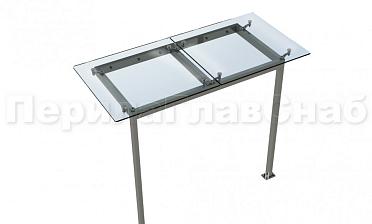 Стеклянный козырек на прямом каркасе со стойками купить в Алматы