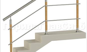 Два ригеля на держателях, круглый поручень и квадратные деревянные стойки в Алматы. Готовые проекты ПерилаГлавСнаб Два ригеля на держателях, круглый поручень и квадратные деревянные стойки в Алматы. Готовые проекты ПерилаГлавСнаб