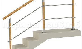 Два ригеля на держателях, пластиковый поручень и квадратные деревянные стойки в Алматы. Готовые проекты ПерилаГлавСнаб Два ригеля на держателях, пластиковый поручень и квадратные деревянные стойки в Алматы. Готовые проекты ПерилаГлавСнаб