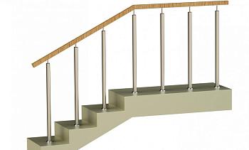 Ограждения со стойками в каждую ступень с квадратным деревянным поручнем без ригелей в Алматы. Готовые проекты ПерилаГлавСнаб Ограждения со стойками в каждую ступень с квадратным деревянным поручнем без ригелей в Алматы. Готовые проекты ПерилаГлавСнаб