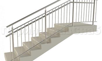 Нержавеющие ограждения с вертикальным заполнением 'частокол' - вариант №4 в Алматы. Готовые проекты ПерилаГлавСнаб