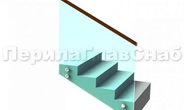 Ограждение с деревянным поручнем на точечном креплении на лестнице купить в Алматы