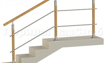 Два ригеля на держателях, квадратный деревянный поручень и квадратные деревянные стойки в Алматы. Готовые проекты ПерилаГлавСнаб Два ригеля на держателях, квадратный деревянный поручень и квадратные деревянные стойки в Алматы. Готовые проекты ПерилаГлавСнаб