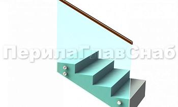 Ограждение с квадратным деревянным поручнем на точечном креплении на лестнице в Алматы. Готовые проекты ПерилаГлавСнаб