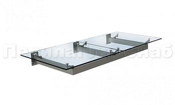 Стеклянный козырек на прямом каркасе в Алматы. Готовые проекты ПерилаГлавСнаб