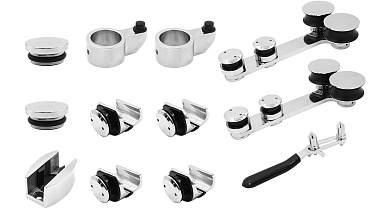 Комплект раздвижной системы для стеклянных дверей, AISI 304, полированный t406 купить в Алматы Комплект раздвижной системы для стеклянных дверей, AISI 304, полированный t406 купить в Алматы