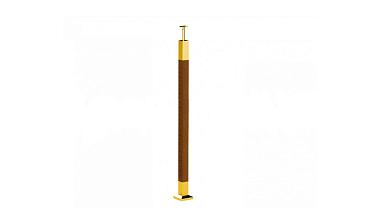 Готовая стойка 40х40х950 мм, деревянная нелакированная, со вставками из нержавеющей стали под золото 2х100 мм k740-G купить в Алматы