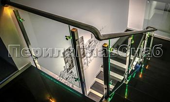 Ограждения со стеклом и подсветкой поручня в Алматы. Готовые проекты ПерилаГлавСнаб