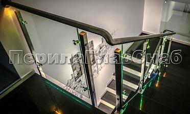 Ограждения со стеклом и подсветкой поручня купить в Алматы