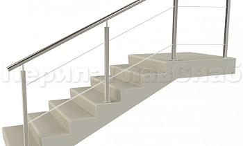 Ограждения из нержавейки. Заполнение из 2х тросиков. Квадратные стойки в Алматы. Готовые проекты ПерилаГлавСнаб