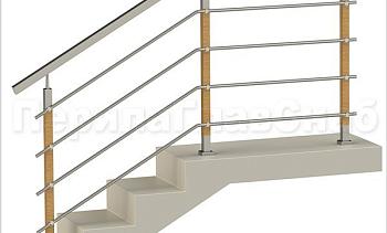 Четыре ригеля на держателях, квадратный поручень и стойки с деревянными вставками в Алматы. Готовые проекты ПерилаГлавСнаб Четыре ригеля на держателях, квадратный поручень и стойки с деревянными вставками в Алматы. Готовые проекты ПерилаГлавСнаб