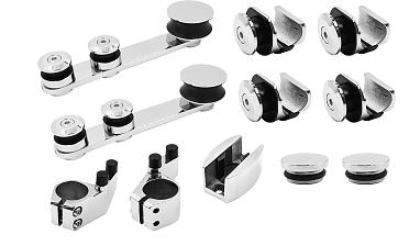 Комплект раздвижной системы для стеклянных дверей, AISI 304, полированный t405 купить в Алматы