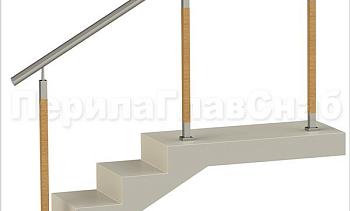 Нержавеющие ограждения без ригелей с круглым поручнем и стойками с деревянными вставками в Алматы. Готовые проекты ПерилаГлавСнаб Нержавеющие ограждения без ригелей с круглым поручнем и стойками с деревянными вставками в Алматы. Готовые проекты ПерилаГлавСнаб