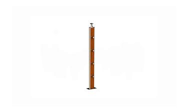 Дизайнерская плоская комбинированная стойка в сборе из шлифованной нержавеющей стали и древесины дуба с четырьмя ригеледержателями k742-2 купить в Алматы