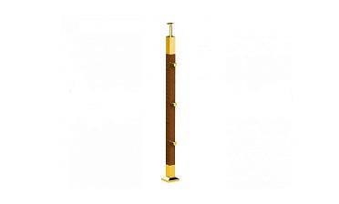 Готовая стойка 40х40х950 мм, деревянная, со вставками из нержавеющей стали 2х100 мм с 3 ригеледержателями k740-1-G купить в Алматы