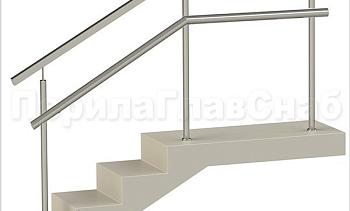 Ограждения с квадратным поручнем и дополнительным поручнем без ригелей в Алматы. Готовые проекты ПерилаГлавСнаб