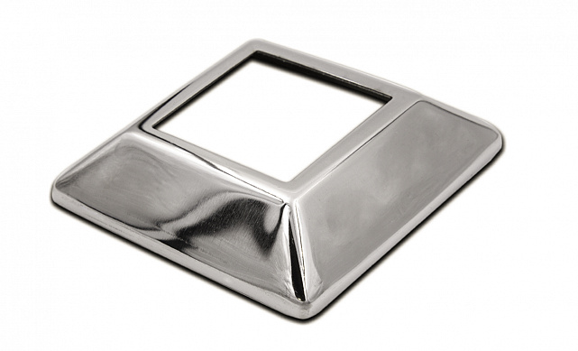 Низ стойки под трубу 40х40 мм, 80х80х1, высота 20 мм, полированный (AISI 304) k064-3