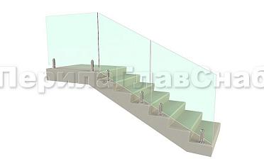 Цельностеклянное лестничное ограждение на министойках из нержавеющей стали для крыльца купить в Алматы