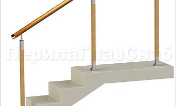 Нержавеющие ограждения без ригелей с круглым деревянным поручнем и стойками с деревянными вставками в Алматы. Готовые проекты ПерилаГлавСнаб Нержавеющие ограждения без ригелей с круглым деревянным поручнем и стойками с деревянными вставками в Алматы. Готовые проекты ПерилаГлавСнаб